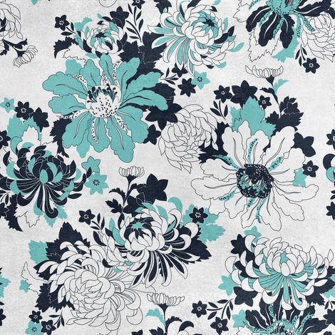 Royal Samt Stoff Polyester Zum Nähen - Motiv gemalte Blumen 9 (1/5)