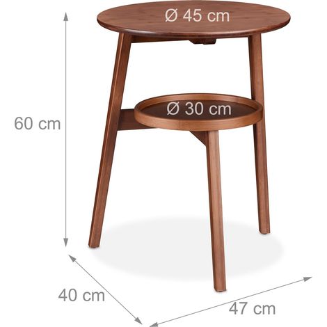 Tavolino rettangolare per soggiorno e camera da letto 60 x 40 x 50 cm 2 livelli robusti in legno di noce marrone 130016280