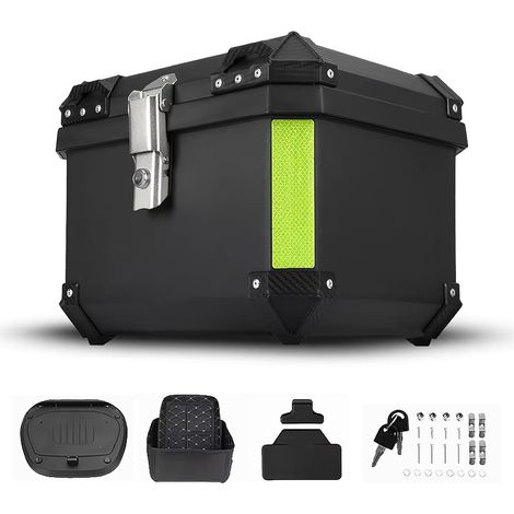 Top Case Moto en ABS 57L, Coffre de Moto Étanche, Valise Arrière de Motos avec Serrure de Sécurité et Platine de Fixation Universelle, Bagagerie pour Casques et Bagages Scooters (57L) (1/5)
