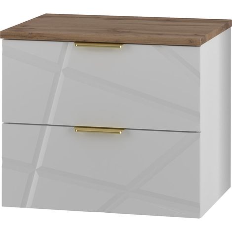 Meuble sous-vasque 60cm plan de toilette Aurora Blanc et Bois (1/5)