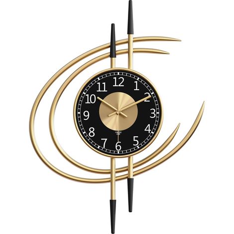 Grande Horloge Murale Salon 54 cm sans Tic-Tac, Cadre Or Deco Maison Pendules Murales Silencieuse en Métal Doré, Lisible pour Chambre, Bureau, Entrée Moderne avec Pose Simple (1/5)