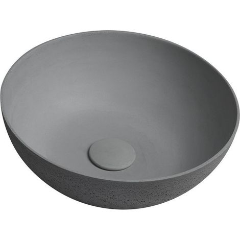 Vasque à poser FORMIGO en béton, diamètre 39 cm, gris mat (1/4)
