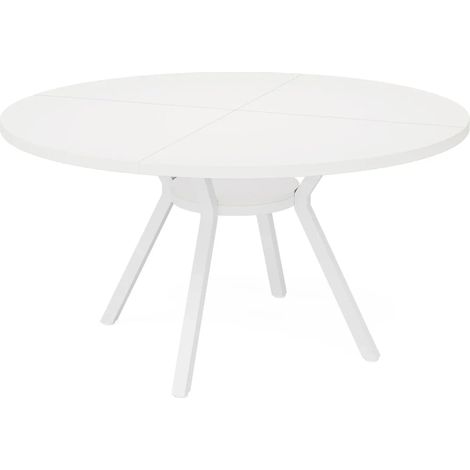 Table à manger ronde blanche 119,4 cm pour 4 à 6 personnes, style élégant pour cuisine, salle à manger, bistrot ou bureau, structure métal et bois - CHICFURN (1/5)