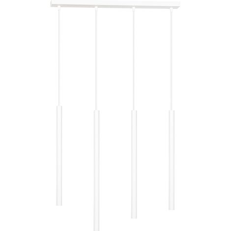 Lampadario 4 Luci Moderno Selter Acciaio Bianco E Paralumi A Cilindri Sottili (1/5)