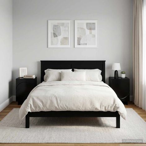 vidaXL Bedside Cabinet 2 pcs Black 33.5 x 34.5 x 50 cm Engineered Wood (1/5)