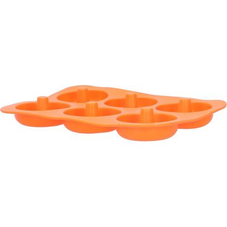 Moule à donuts en silicone à 6 compartiments, antiadhésif, rond, pour gâteau au chocolat, outil de cuisson au four (orange)