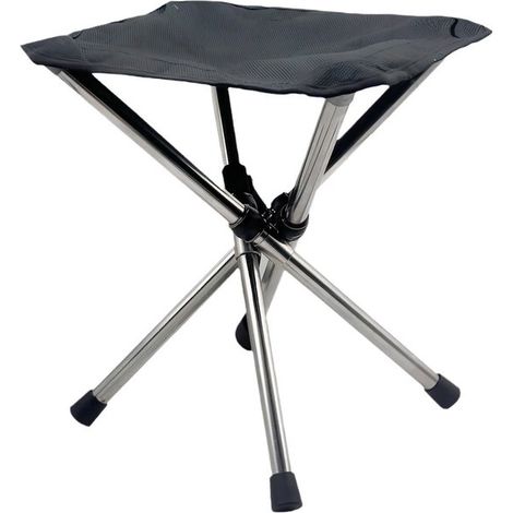 Taburete plegable, Silla plegable, Taburete plegable para picnic, Portátil, Hasta 125 kg, Negro, Acero inoxidable y tela Oxford, 27 x 27 x 30 cm (1/5)