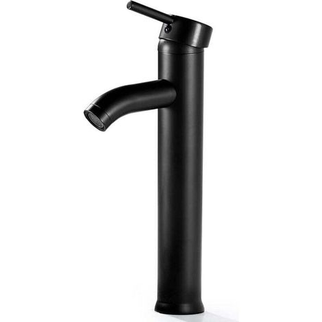 Matte Black Basin Mixer High Spout One Hole Mount Single Handle Modern Bathroom Faucet (1/4)