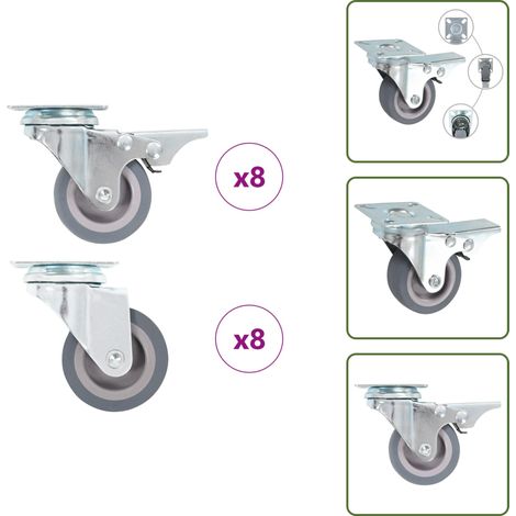 16 pcs Roulettes pivotantes 50 mm - Roulette Pivotante - Roulettes Pivotantes - Roulette De Chariot - Roulettes De Chariot (1/5)
