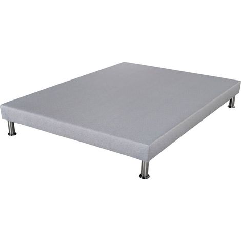 Sommier déco SR9 + pieds - Gris clair 160x200 - Lattes bois - H.13 cm - Made in France (1/5)