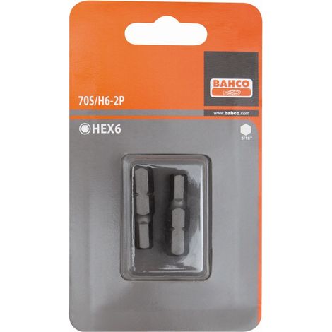 Bahco Embout de visseuse à chocs 5/16 pour vis 6 pans de 4 mm, 30 mm - 2 pcs/conditionnement blister - 70S/H4-2P"