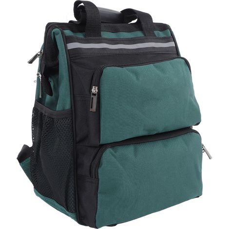 Sac à outils à dos en toile résistante à l'usure, grande capacité, multi-compartiments, portable, pour électricien, hauteur 40 cm / 15,7 pouces (1/5)