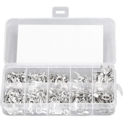 Kit de 320 cosses à anneau non isolées pour câbles de batterie, cosses à sertir en cuivre, fourche ronde (1/5)