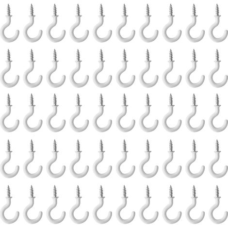 50 crochets à vis, 2,5 cm, blanc, pour suspension et plafond (1/5)