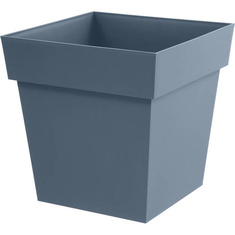 Pot de fleurs Toscane carrée 39 x 39 cm - 38 L - Bleu jean - Eda