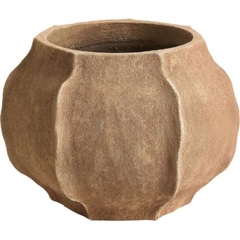 Beliani Plant Pot Beige Cement Round Flower Planter Garden Indoor Outdoor Stone, Painted, Does Not Require Assembly, For Outdoor Use, 43 x 43 x 29 cm, UV Resistant INNTAL (1/5)