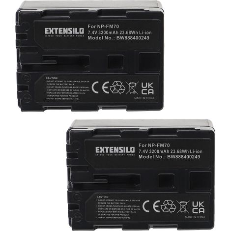 EXTENSILO 2x Akku kompatibel mit Sony DCR-TRV265E, DCR-TRV270E, DCR-TRV27, DCR-TRV285E, DCR-TRV270, DCR-TRV30 Kamera (3200 mAh, 7,4 V, Li-Ion) (1/3)