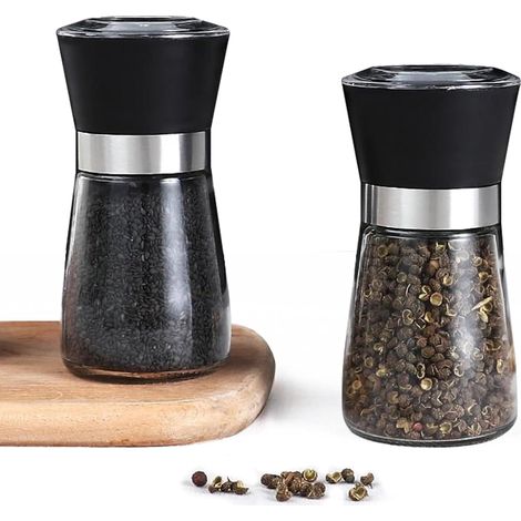 Gewürzmühlen, verstellbare Keramikmahlscheibe, Edelstahl, Glasgehäuse, für Küche und Tisch (1/5)