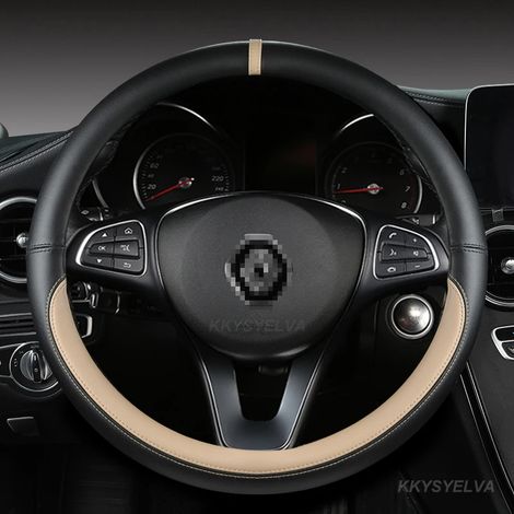 Housse de volant en cuir PU beige en forme de O, compatible avec Renault Captur, Duster, Megane 2/3, Clio, Logan, Laguna 2, Kadjar et Scenic 2. Accessoires auto. (1/5)