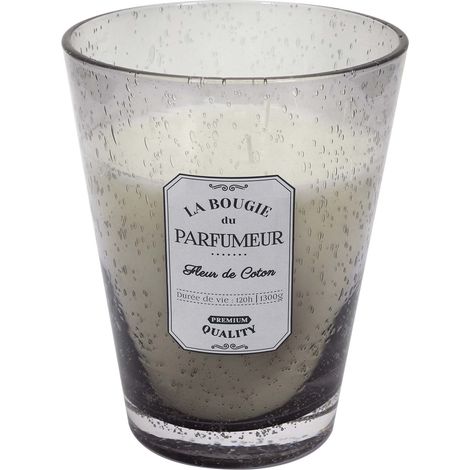 Bougie - HOME DECO FACTORY - Parfumée - Verre Bullé - Gris (1/4)