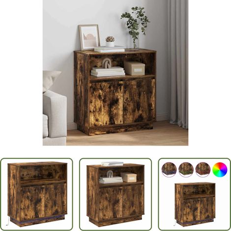 vidaXL Geräucherte Eiche - LED-Sideboard Geräucherte Eiche 71 x 34,5 x 75 cm Holzwerkstoff (1/5)