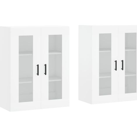 2 pcs Buffet,Bahut, Armoires murales blanc bois d'ingénierie CFW45296 (1/5)