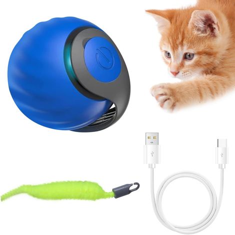Jouet Interactif pour Chat, Boule électrique Automatique à 2 Modes, Balle Mouvement Irrégulier à 2 Vitesses avec Queue Duveteuse pour Stimule l'instinct de Chasse Chat (1/5)