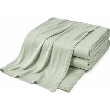 Couverture rafraîchissante 200 x 230 cm double face, couverture d'été légère et respirante, adaptée au sommeil et aux sueurs nocturnes, vert clair (1/5)