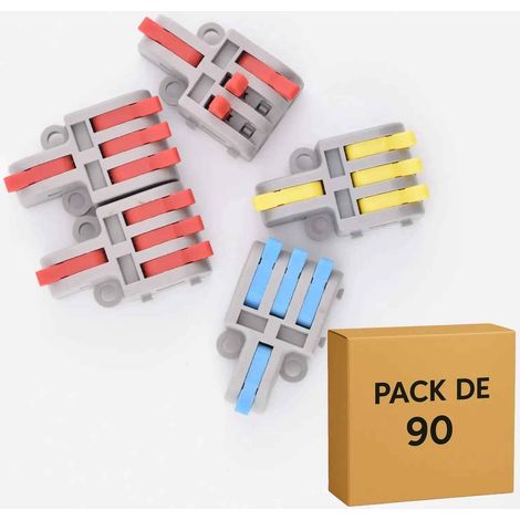90 Bornes à Leviers- 1 entrée - 3 sorties, 32A - LT-13- Rouge, Bleu et Jaune (1/5)