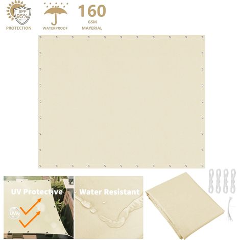 (Beige, 2x3M) Voile d'ombrage imperméable avec œillets renforcés, adaptée aux patios extérieurs, jardins et pergolas. (1/5)