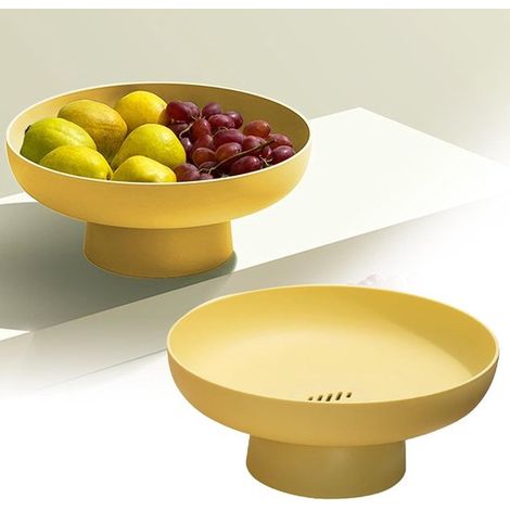 Frutero, encimera de cocina, Cesta de frutas, Soporte multifuncional para aperitivos, Bol moderno para la mesa del comedor, Amarillo (1/5)