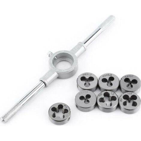 Coffret tarauds et filières Ensemble de 8 matrices métriques - Matrice à vis et support de clé à molette avec matrices M3-M12 Filetage et réenfilage Couper le traitement du filetage externe Trousse d' (1/5)