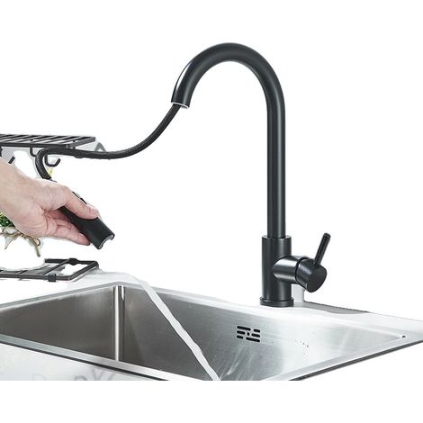 Grifo de cocina con caño flexible retráctil y mezclador de agua fría y caliente. (1/2)