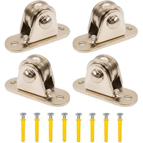 4-teiliges Seilzugsystem, 60-mm-Horizontalrolle, Edelstahl-Schiebetor-Schienenrolle, Rollenblock mit 8 Schrauben, für Wäscheleinen, Seile (1/5)