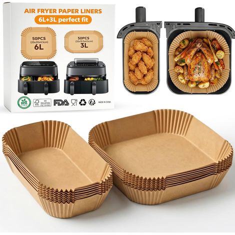 Papier Sulfurisé Airfryer - 100 Pièces - Papier Cuisson - Résistant Chaleur - Philips Dual Moulinex - 6L et 3L (1/5)