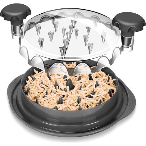 Hähnchenreibe, professionelles Werkzeug zum Reiben von Hähnchenfilets, drehbar, transparenter Deckel, ergonomischer Griff, Fleischreibe