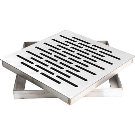 Grille d'évacuation carrée en acier inoxydable avec cadre, antidérapante et à drainage rapide, (200 x 200 x 20 mm) (1/5)