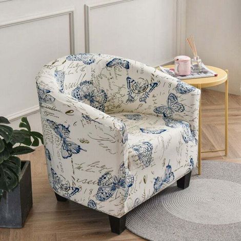Housse de Fauteuil Cabriolet Extensible,Facile à Installer et à Laver, Housse de Chaise avec Accoudoirs Couverture de Fauteuil pour Comptoir Bar Salon Salle de Réunion-Papillon