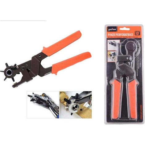 Pinza a fustella perforatrice fustellatrice per fori netti e precisi 6 misure per buchi a cinture borse testa girevole forare cuoio