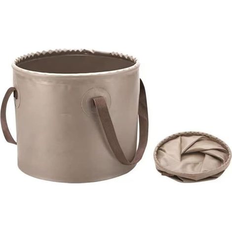 Seau pliant 20L - Kaki, bassin d'eau pliant pour l'extérieur, sac d'eau pliant portable, seau d'eau pliant pour le jardin, l'extérieur, la pêche, le camping et la plage (1/5)