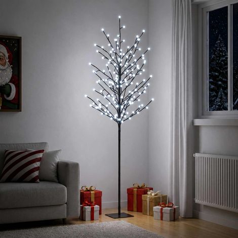 Albero di Natale con palline LED Nero 180 cm Acciaio 220 LED vidaXL (1/5)