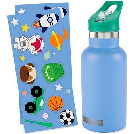Borraccia termica con adesivi, 380 ml, blu