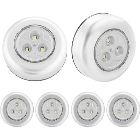 （lumière blanche）Veilleuses Lampe LED 6pcs Lampe Spot LED Autocollant Éclairage Supplémentaire pour Placard Escalier Miroir Cuisine Vitrines Cabinet