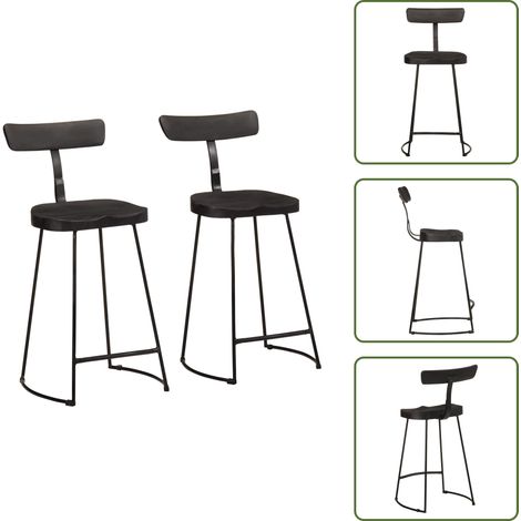 Sgabelli da cucina - vidaXL Sgabelli da Bar 2 pz Neri 49x43x88 cm Legno Massello di Mango - Sgabelli per bar