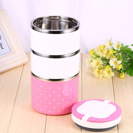 Dreilagiges Thermoskannen-Set aus Edelstahl, isolierte Lunchbox für warme Speisen, doppelwandiger Lebensmittelbehälter, tragbar, auslaufsicher und kompakt. (1/5)