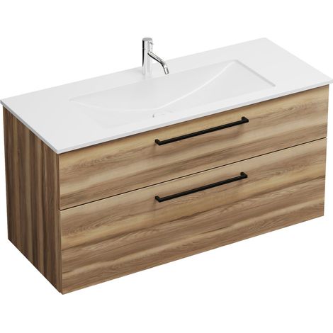 Meuble bas Burg Eqio en fonte minérale WT+WT, décor Frassino Cappuccino/Alpinew. GR0234