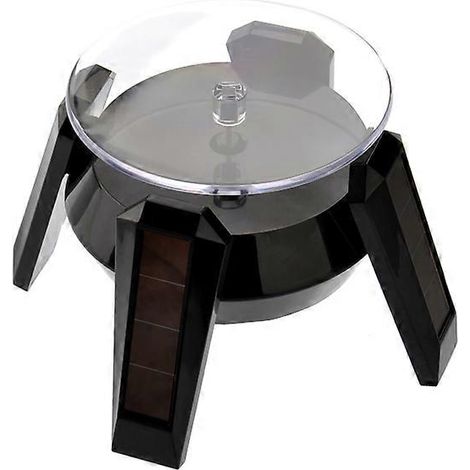 Plateau tournant à 360 degrés alimenté par énergie solaire ou piles AA, compatible avec téléphones portables, montres et bijoux (noir) (1/3)