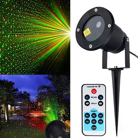 Projecteur de noël à Distance, lumière d'extérieur, Vert, Rouge, LED étoiles, projecteur for décoration de fête et de Vacances (1/5)
