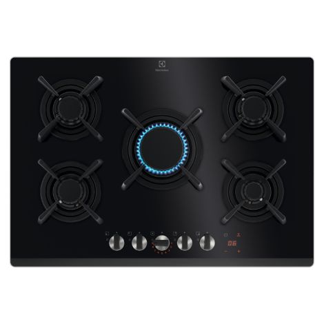 Electrolux Piano Cottura a Gas Serie 800 Flamelight KGG753753K 5 Fuochi Gas 75 cm Colore Nero (1/10)