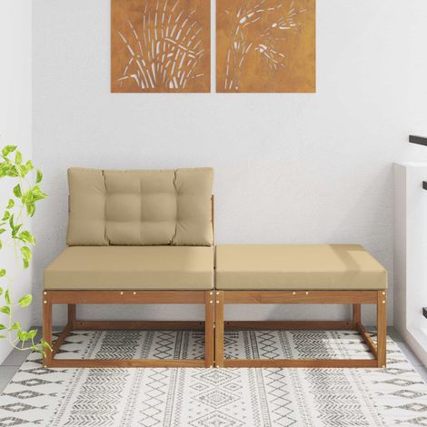 vidaXL Unité de canapé sectionnel avec coussin 2 Pièce Naturel
